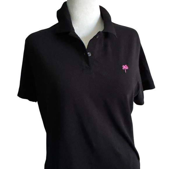 Lilly Pulitzer Tops - Lilly Pulitzer Black Polo with Hot Pink Logo
